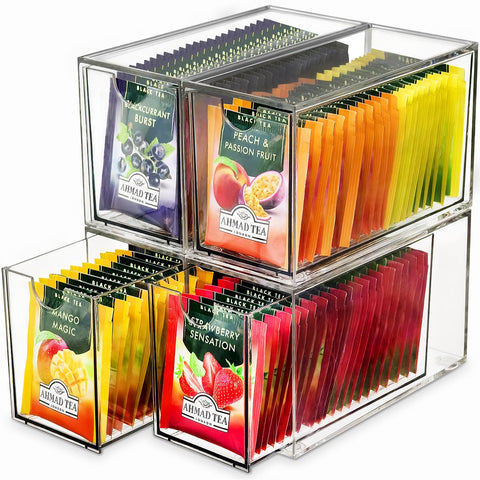 KAIDELI organizador de bolsas de té con 4 cajones para acceso rápido