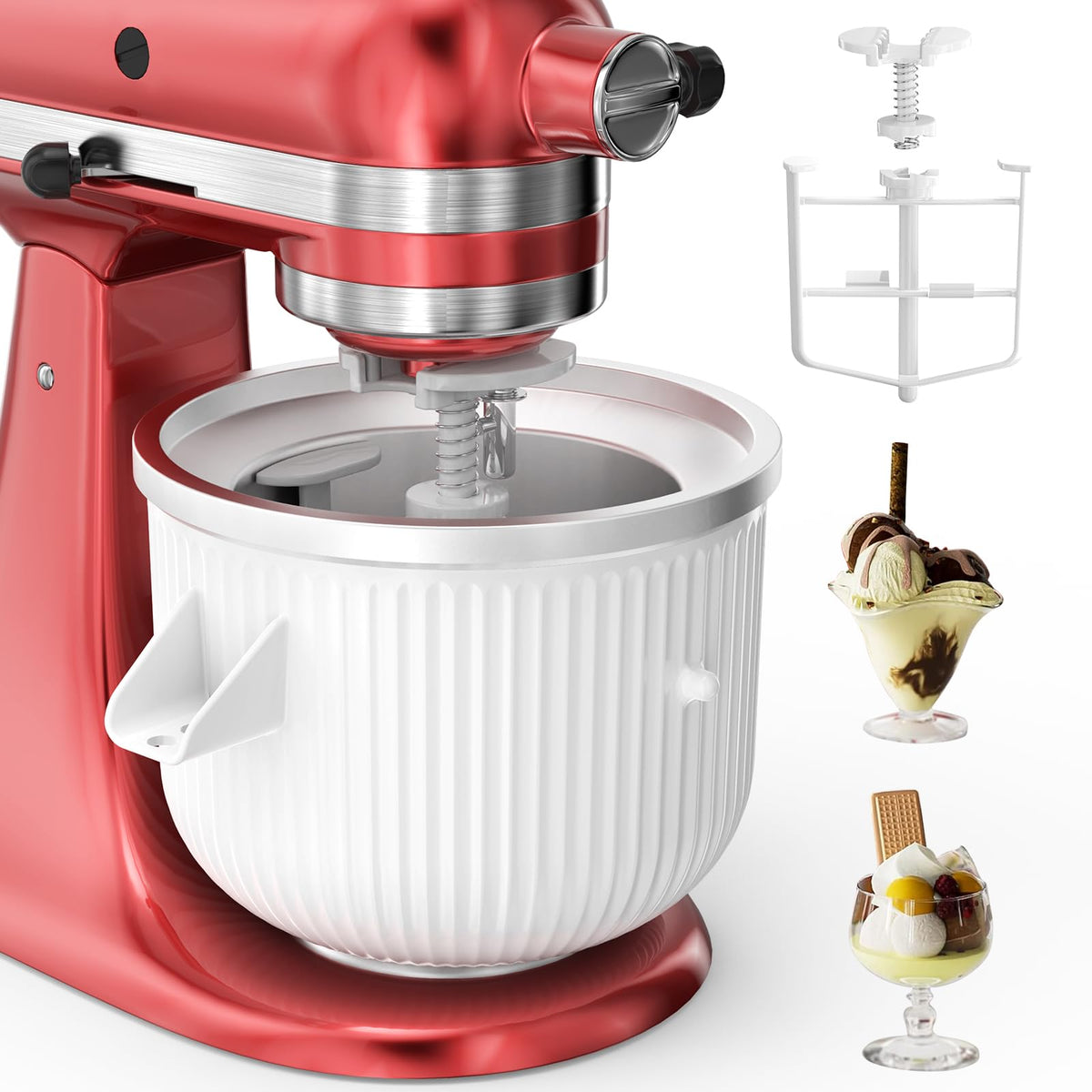 KainarDB1 accesorio-helado para KitchenAid, estable y listo para postres caseros.