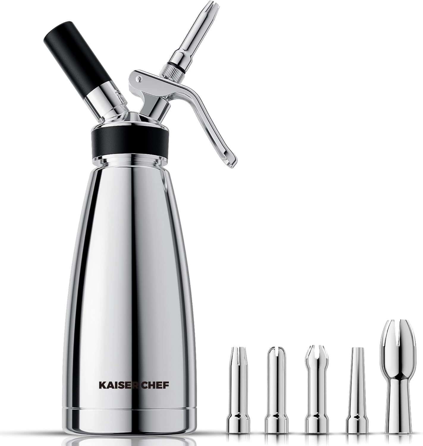 Kaiser Chef espumador de nata inoxidable 500 ml con doble pared para crema estable