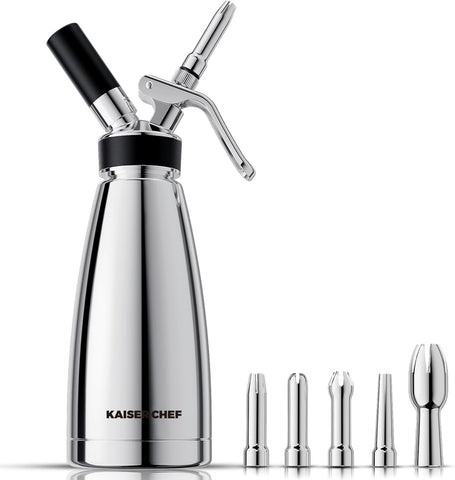 Kaiser Chef espumador de nata inoxidable 500 ml con doble pared para crema estable