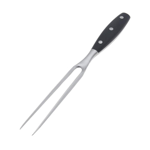 Kakamono tenedor con puntas afiladas que sostienen la carne durante el corte.
