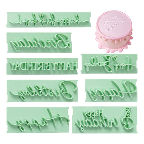 Sello Kalaien para fondant con 8 formas de escritura, ideal para tartas