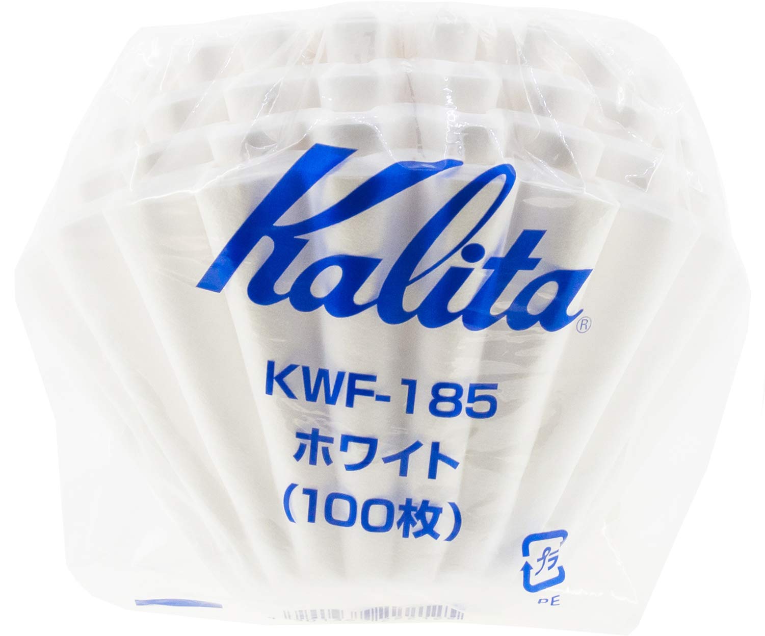 Kalita Wave 185 filtros de papel, frente de la caja, compra fácil para casa.