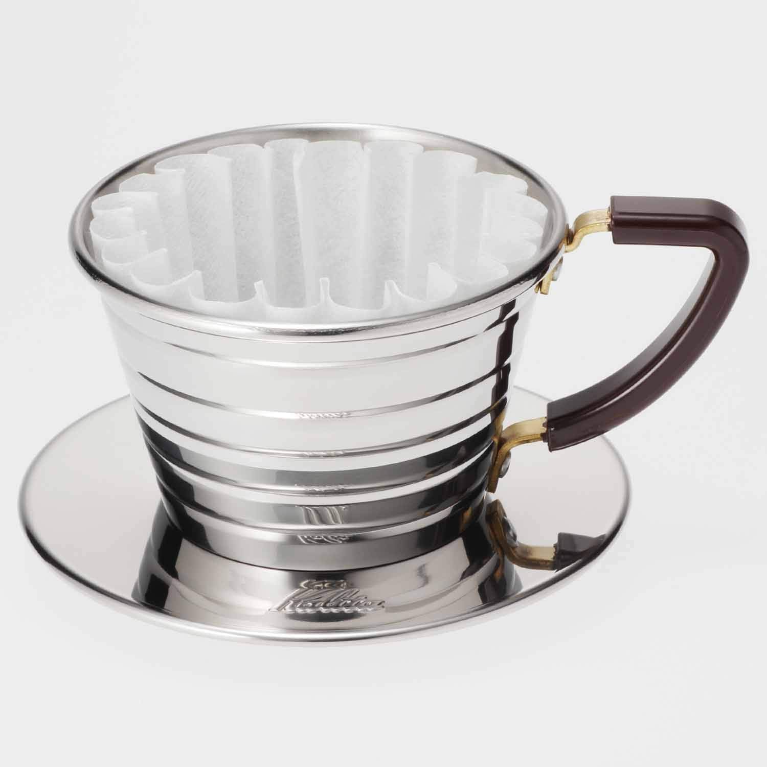 Kalita Wave 155 detalle acero inoxidable, diseño duradero para uso profesional.