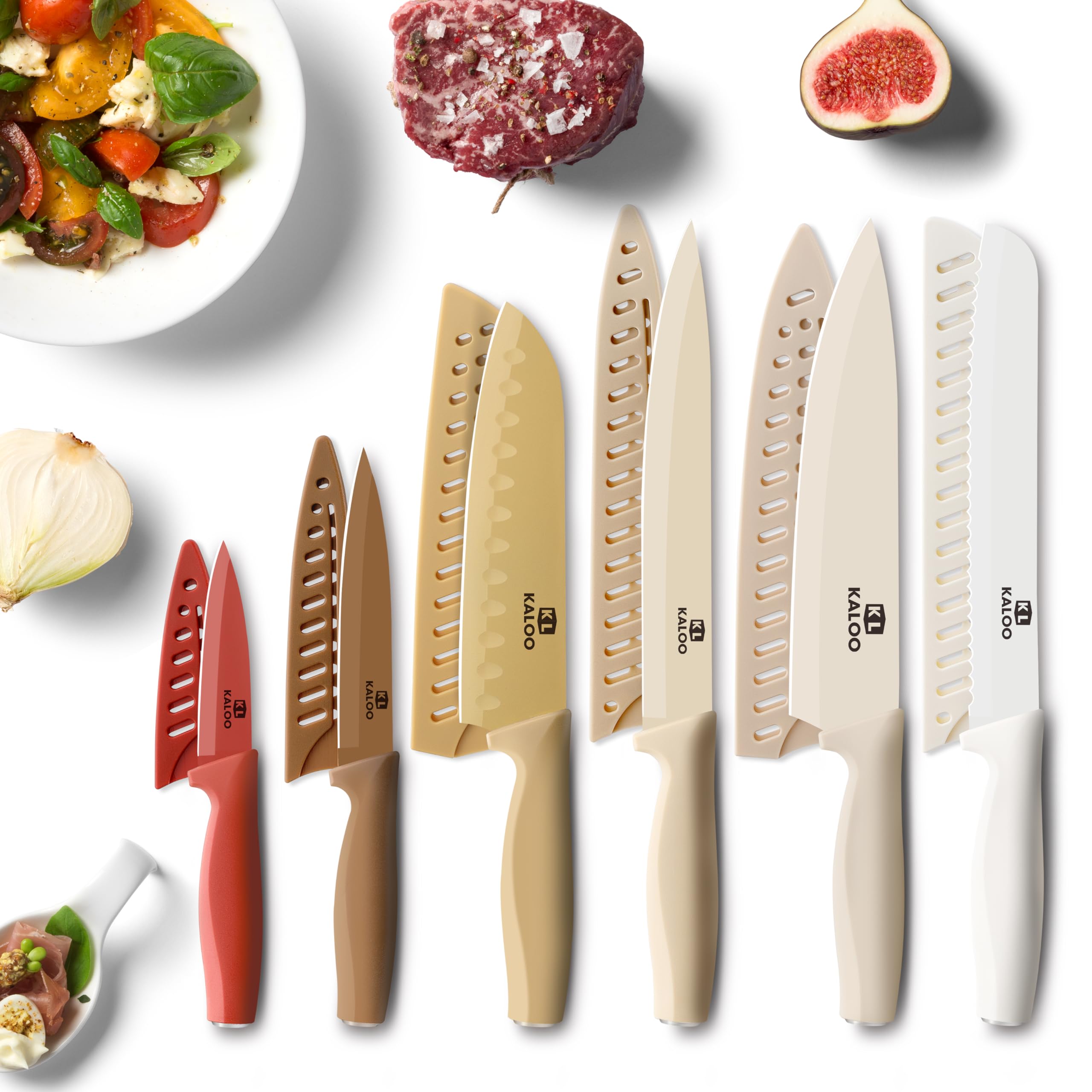 Kaloo conjunto de cuchillos de 12 piezas con mango ergonómico para uso diario.