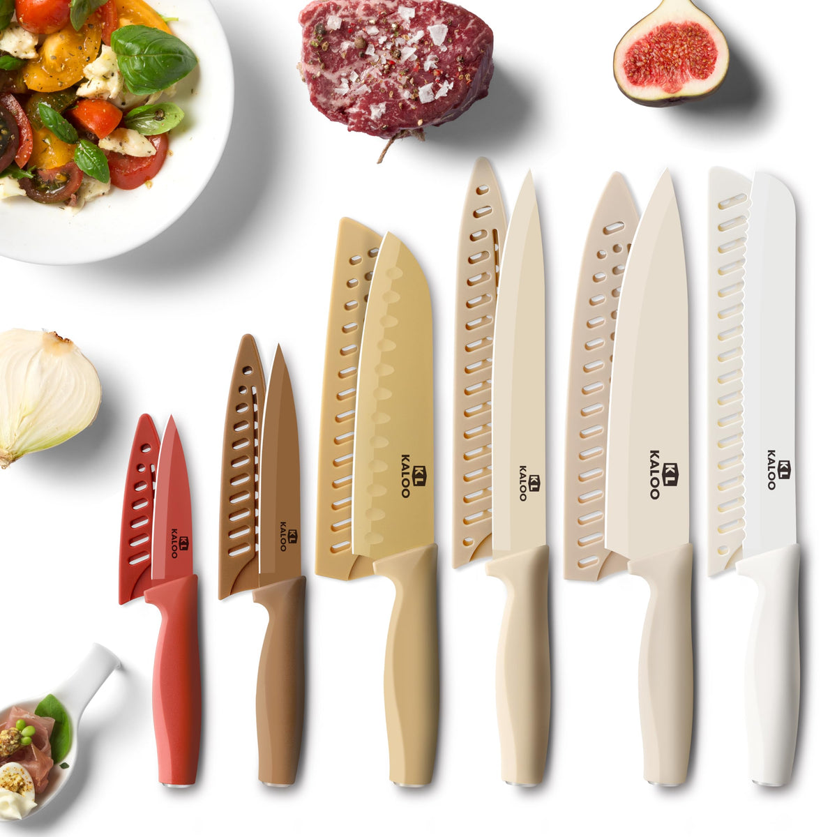 Kaloo conjunto de cuchillos de 12 piezas con mango ergonómico para uso diario.