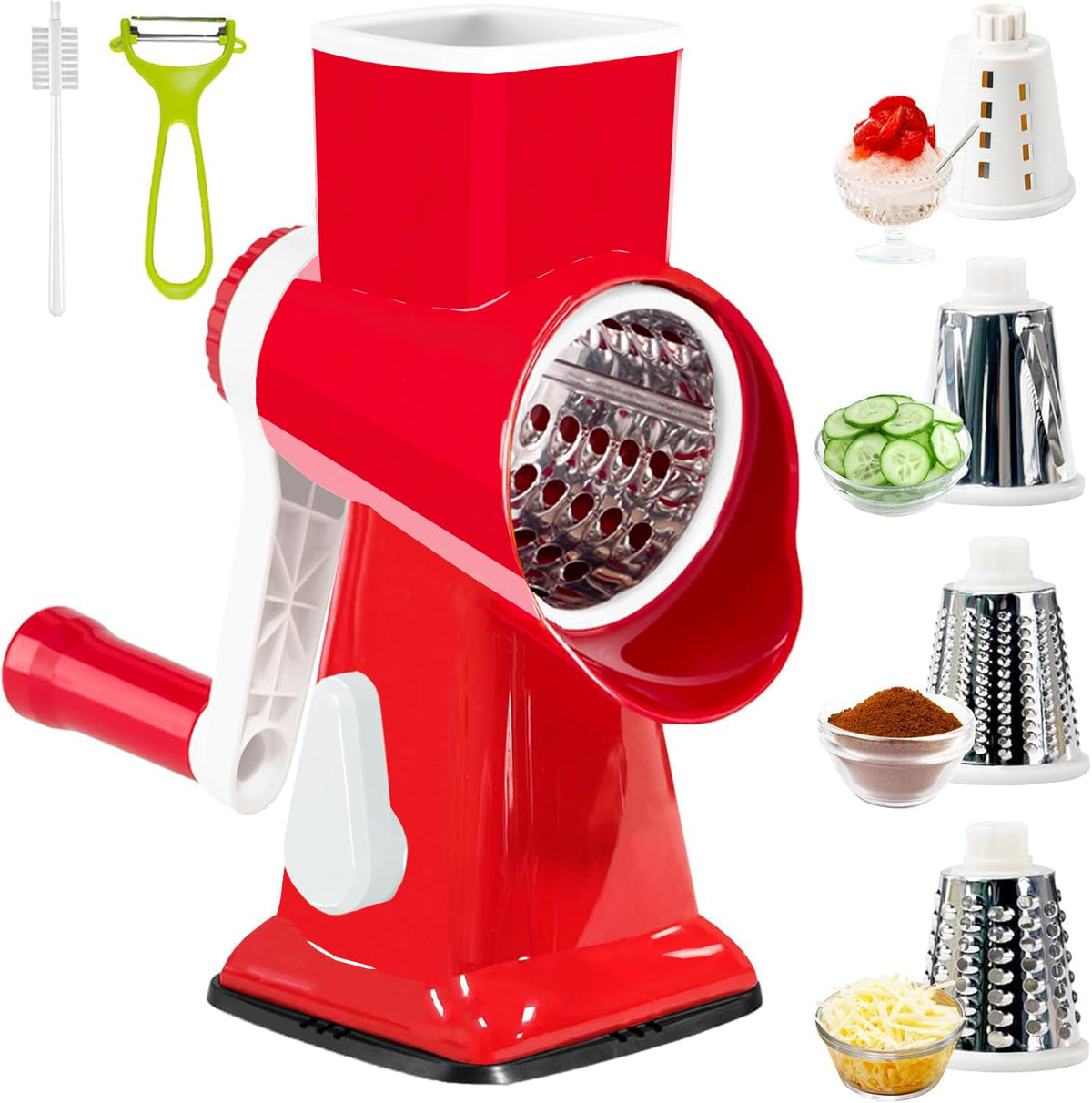KalraMay rallador giratorio para queso con mango ergonómico para rallado preciso