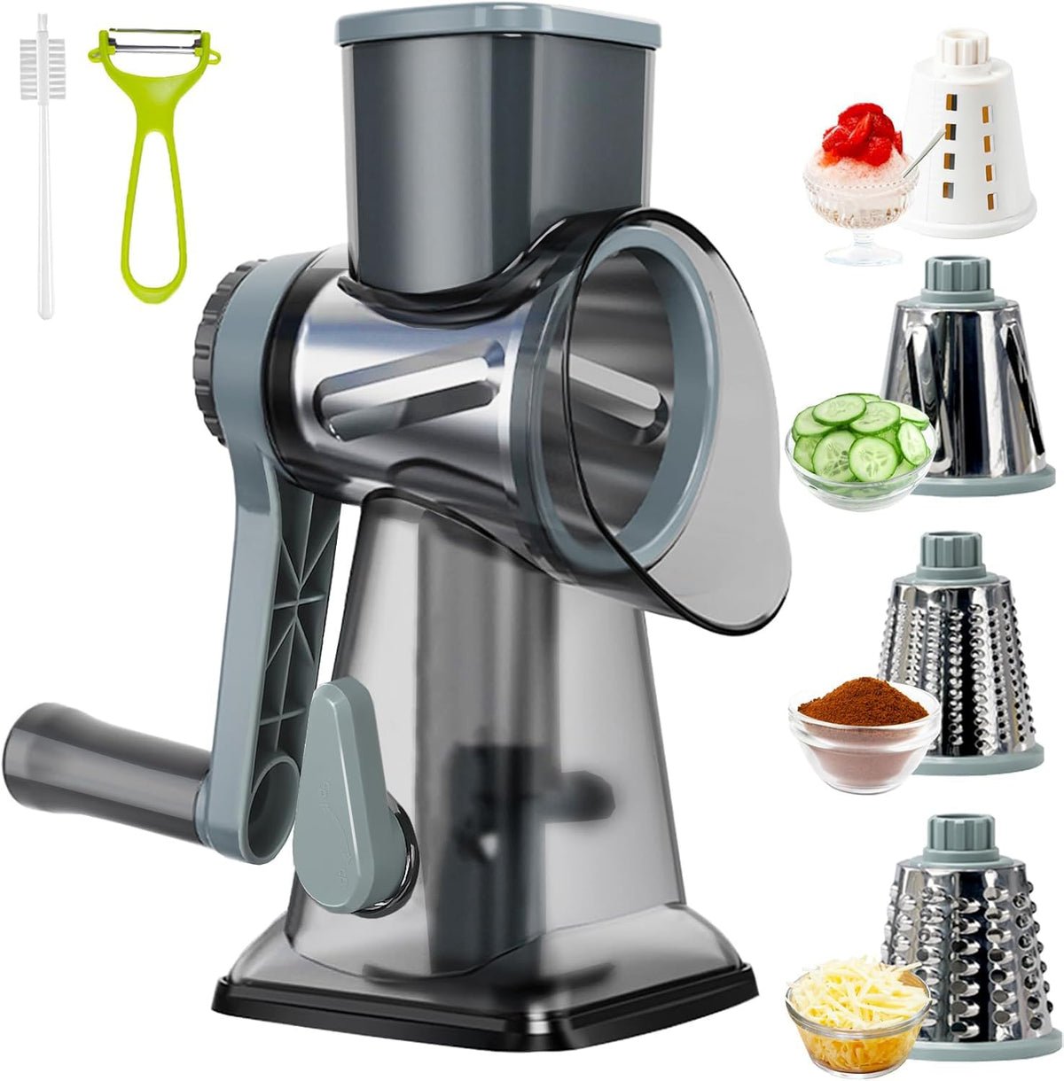 KalraMay rallador rotatorio con mango ergonómico para rallado cómodo y controlado.
