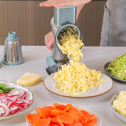 KalraMay tambor de acero inoxidable ofrece rallado preciso y duradero para quesos y vegetales.