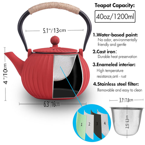 KalraMay Tetsubin tetera en caja regalo, regalo perfecto para amantes del té.
