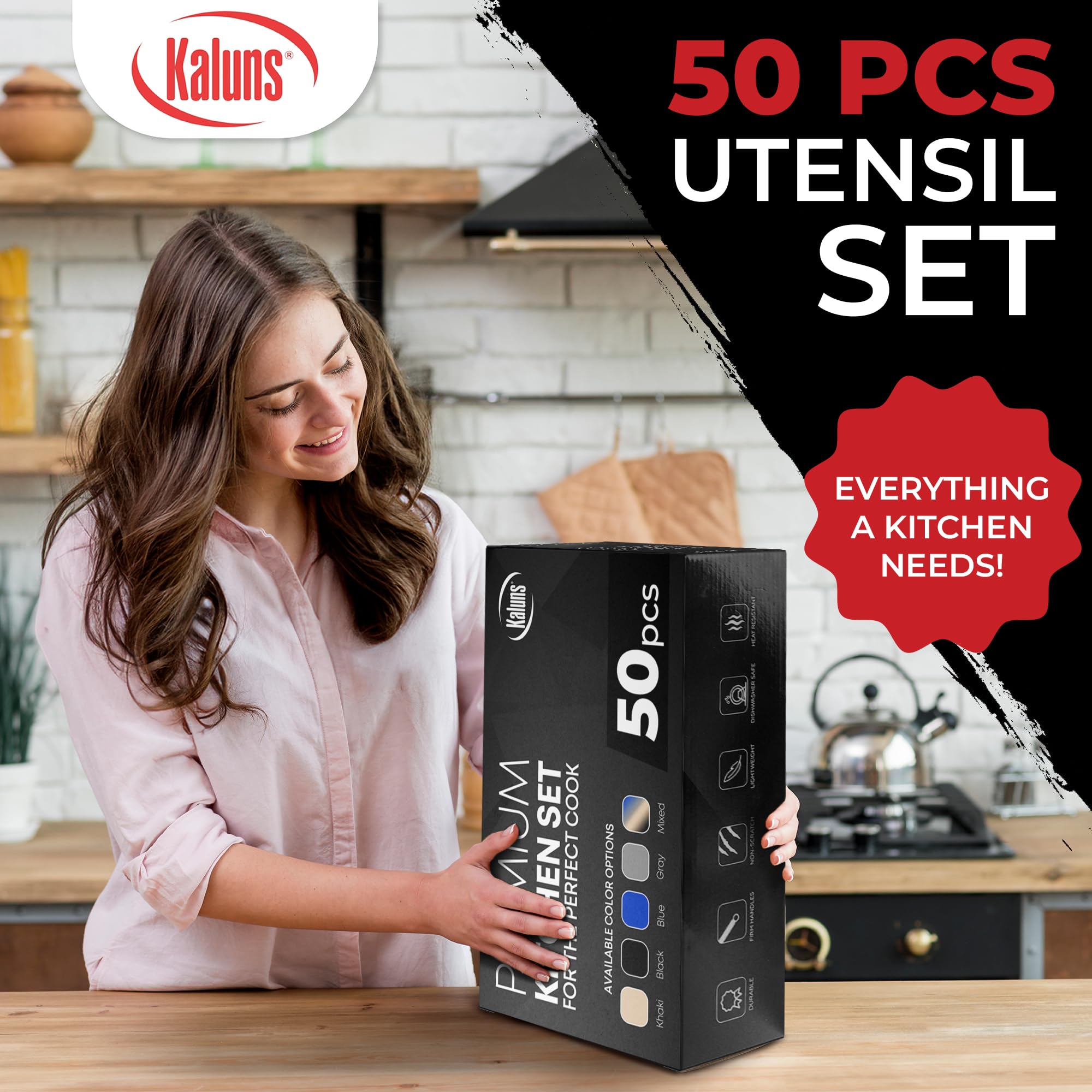 Kaluns abrelatas y utensilios, fácil apertura de latas sin esfuerzo.