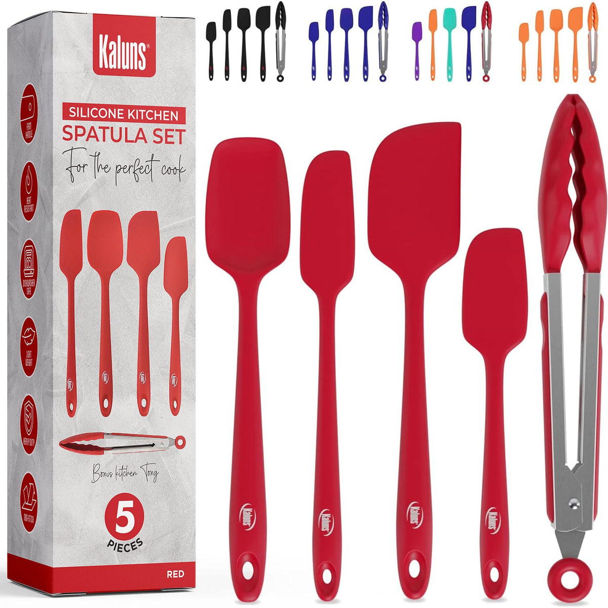 Kaluns espátulas de silicona: conjunto de 5 piezas para cocinar sin rayar.