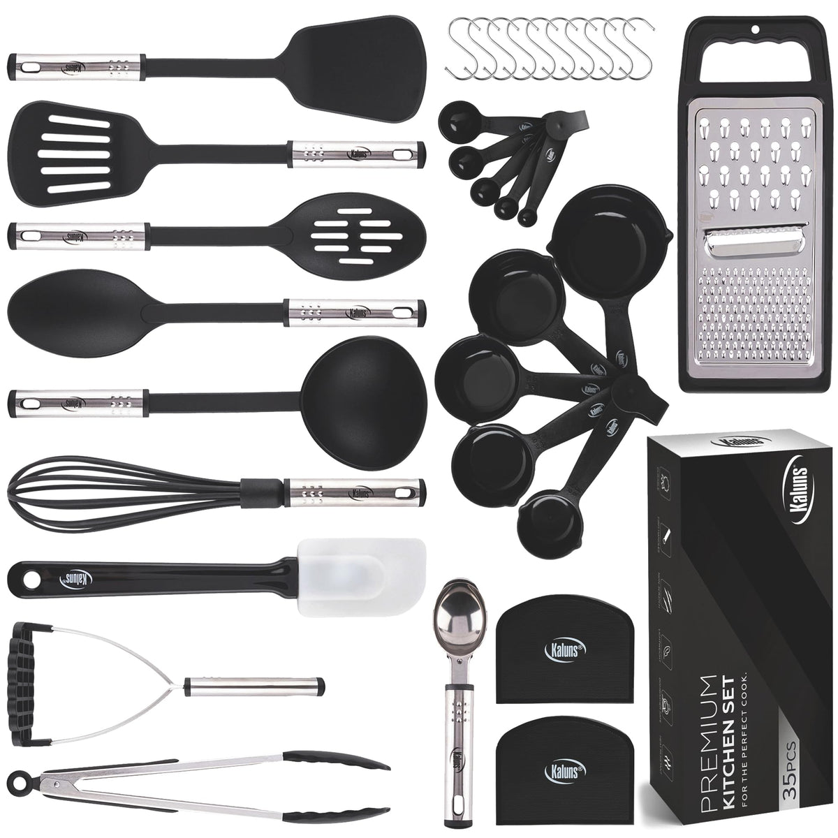 Kaluns: juego de utensilios de cocina 35 piezas para cocinar con facilidad.