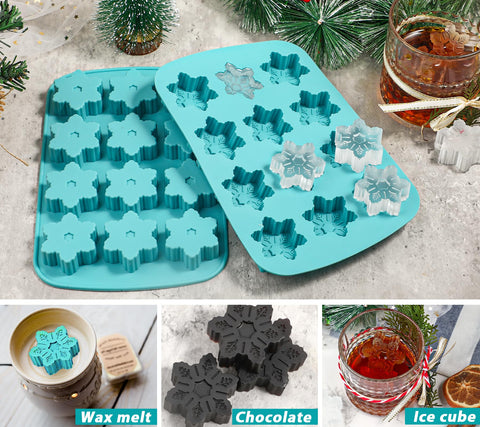 Kamehame molde hielo copo nieve, perfecto para postres y chocolate con forma festiva.