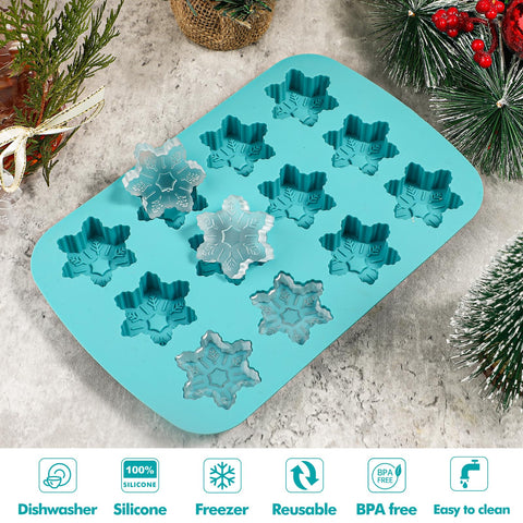 Kamehame molde hielo copo nieve, añade ambiente navideño a tus bebidas.