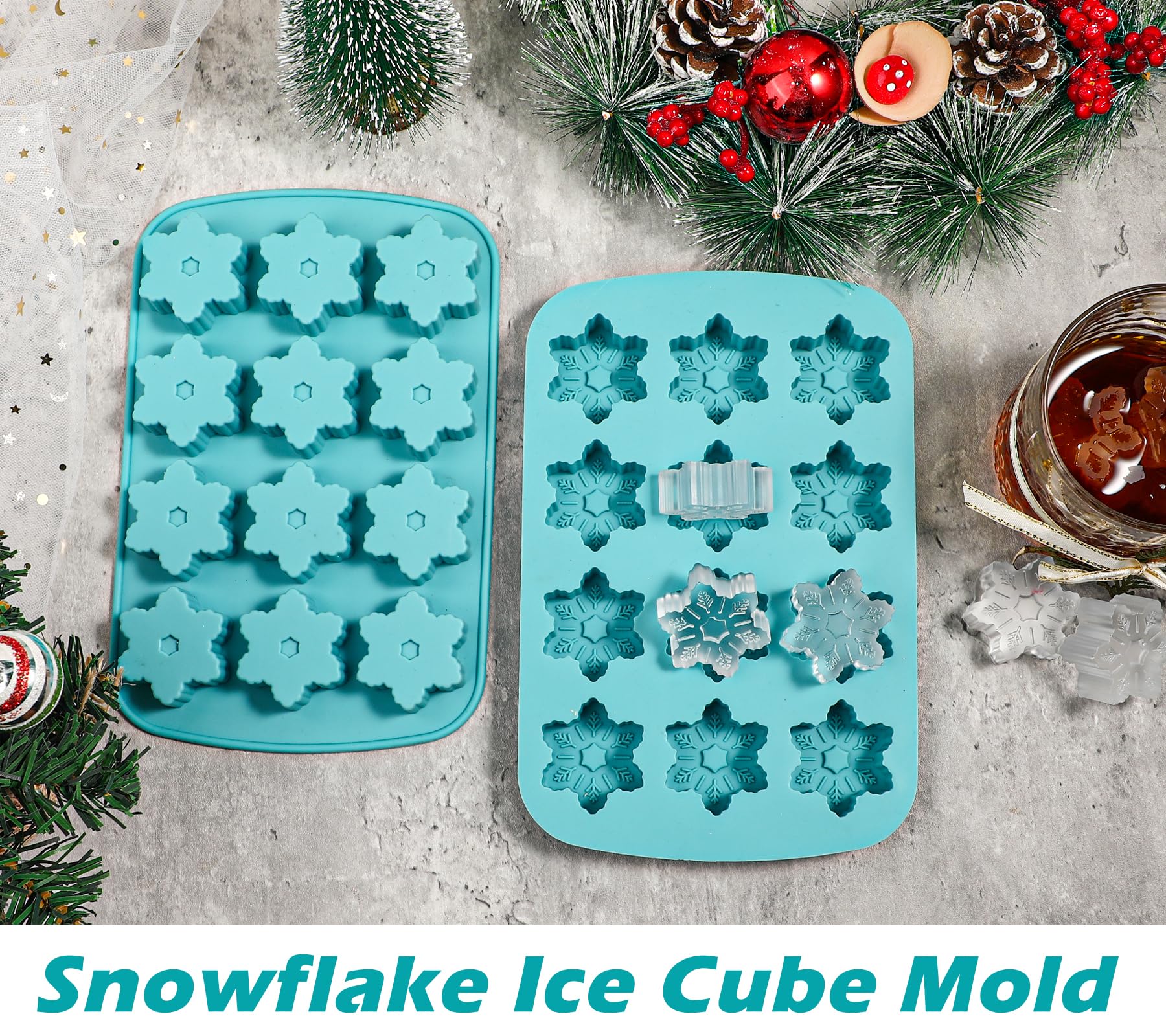 Kamehame molde hielo copo nieve, seguro para lavavajillas y limpieza sencilla.