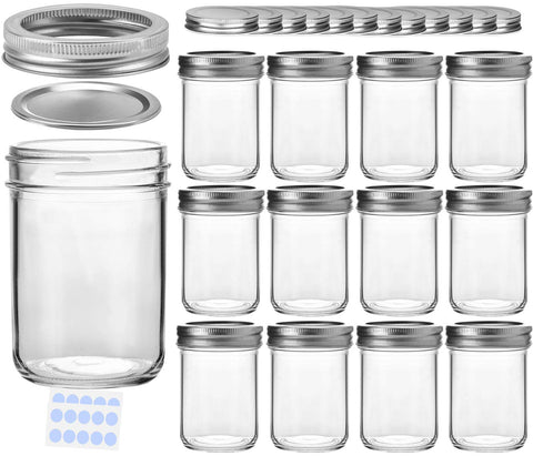 Jarra de cristal KAMOTA 8 oz con tapa plateada para mermeladas