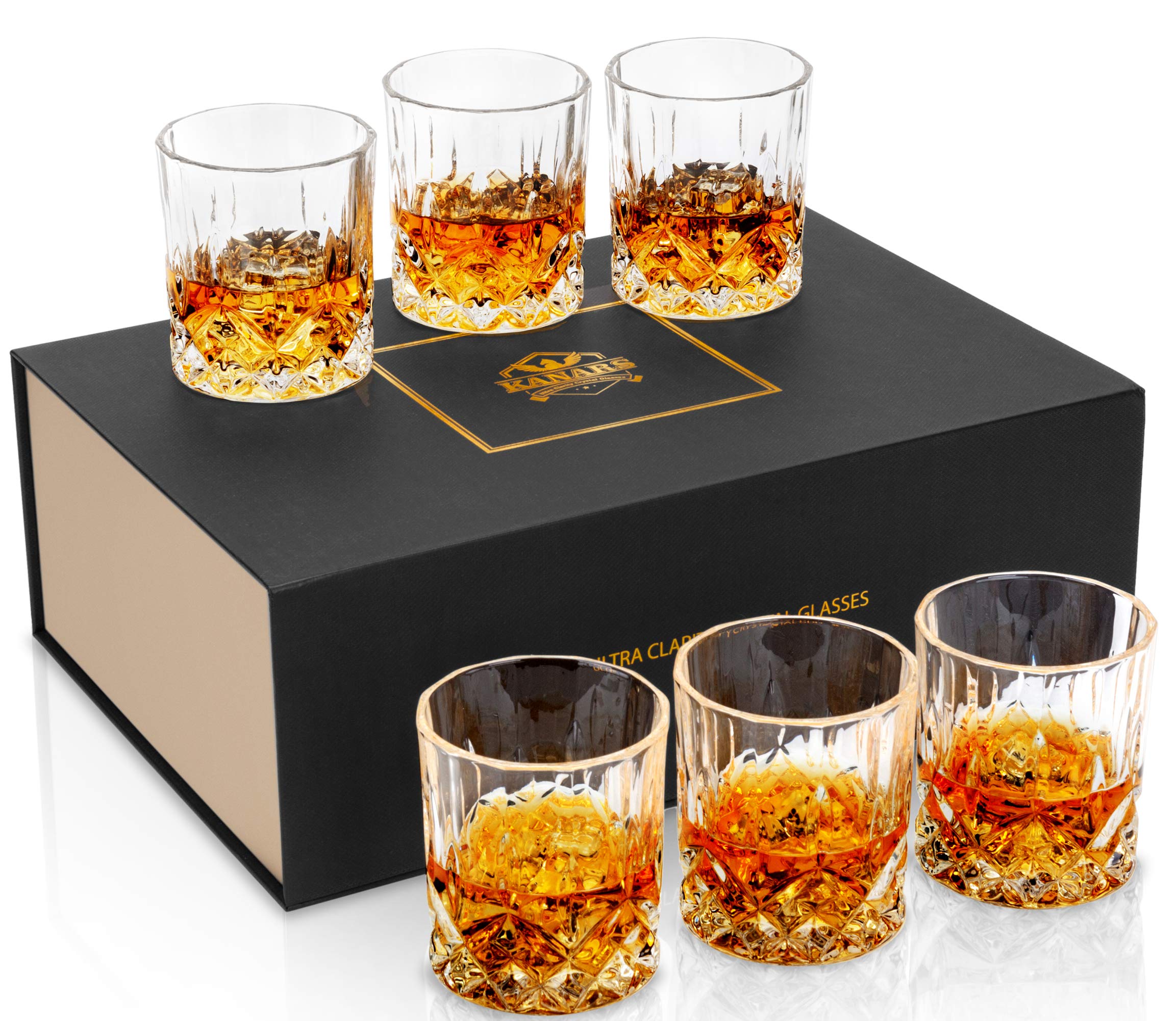 Copas de whisky Kanars set de 6 en elegante caja regalo.