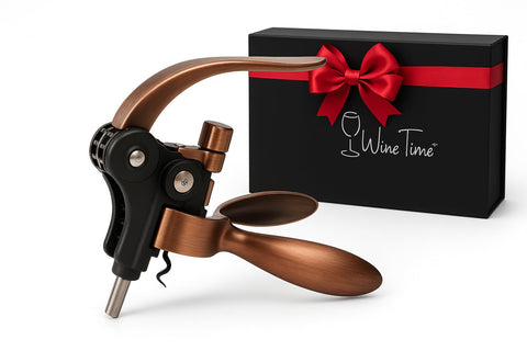 Destapador de vino tipo conejo Kandohaus con base, ideal para servicio elegante.