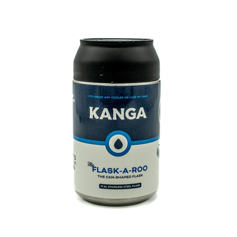 Kanga Flask-A-Roo con diseño de lata compacto para llevar discreto en conciertos y festivales.