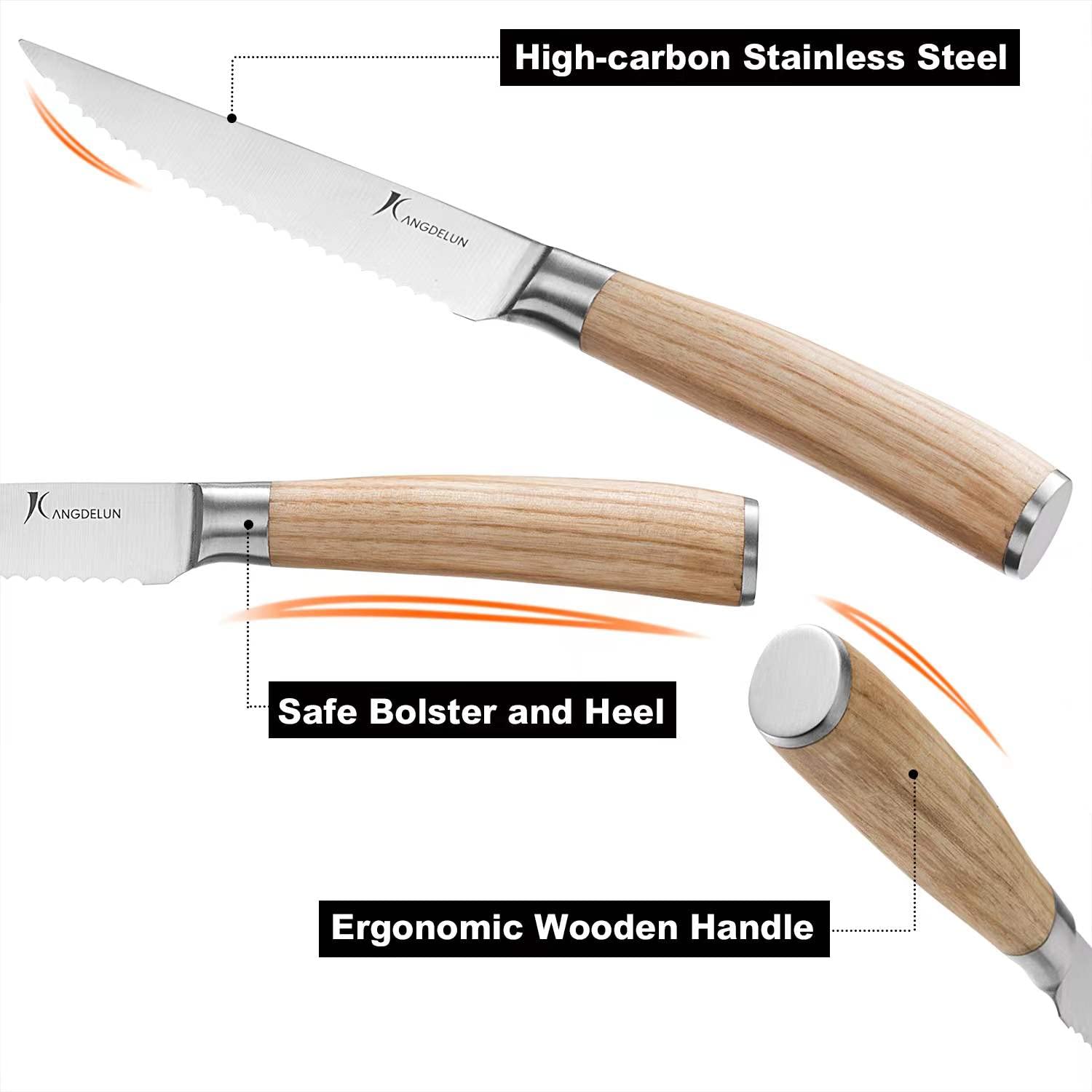 Kangdelun Natura Serie mango de madera natural ergonómico