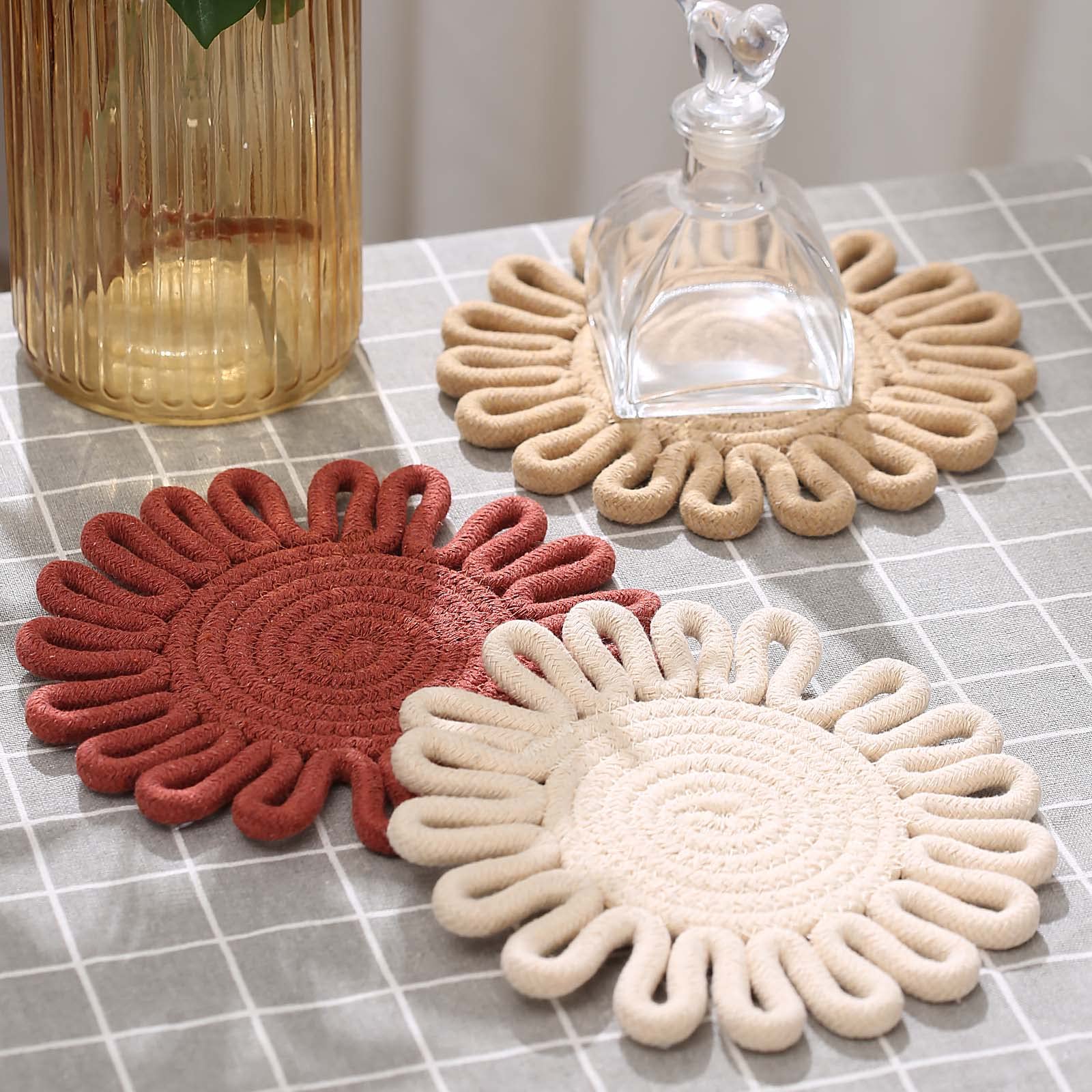 Kanmoon trivets set de 3 encaje: diseño bohemio para la encimera