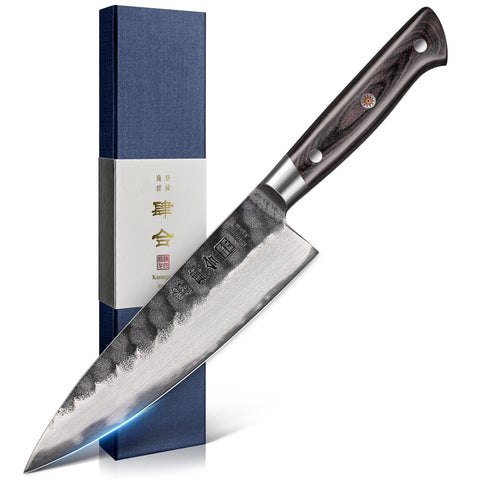 Cuchillo Kanngou 8 pulgadas, hoja AUS-8 para cortes precisos.