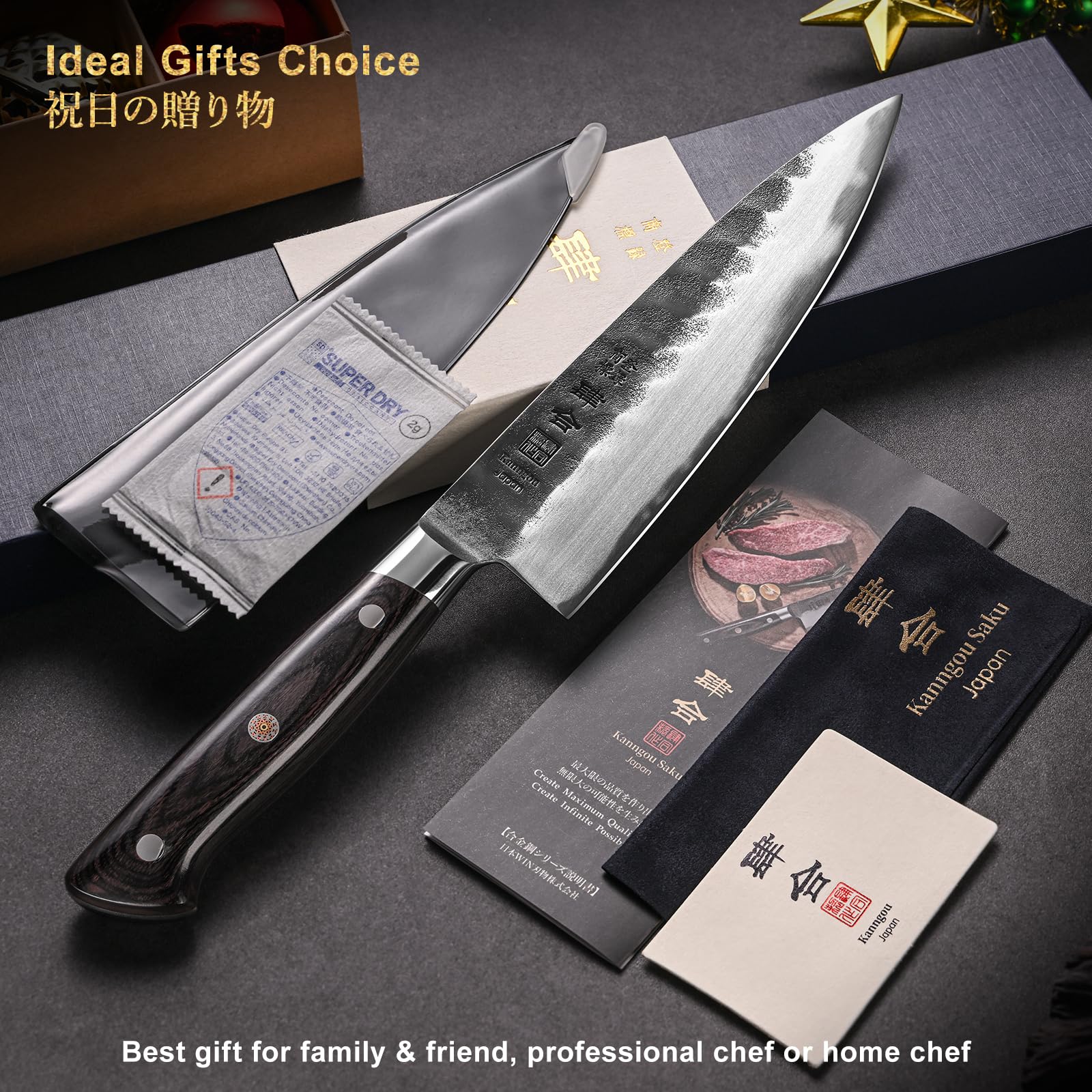 Kanngou cuchillo 8 pulgadas, mango ergonómico para uso prolongado.