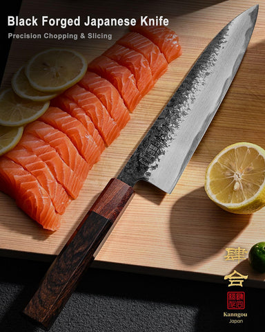 Cuchillo kanngou Gyuto con borde micro-concavado para cortes precisos