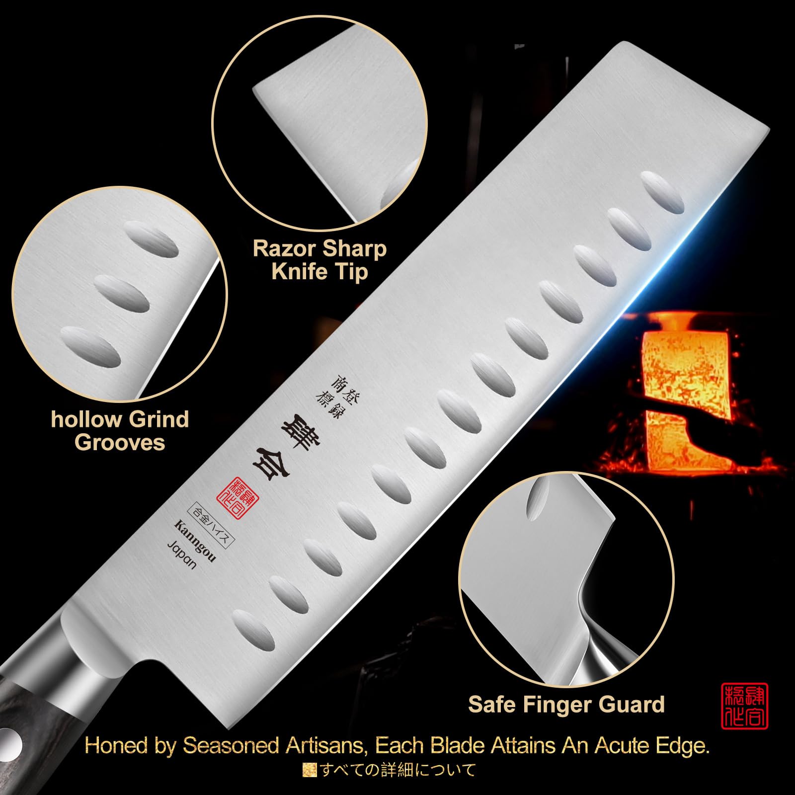 kanngou Nakiri 7 pulgadas, ergonomía equilibrada para uso prolongado