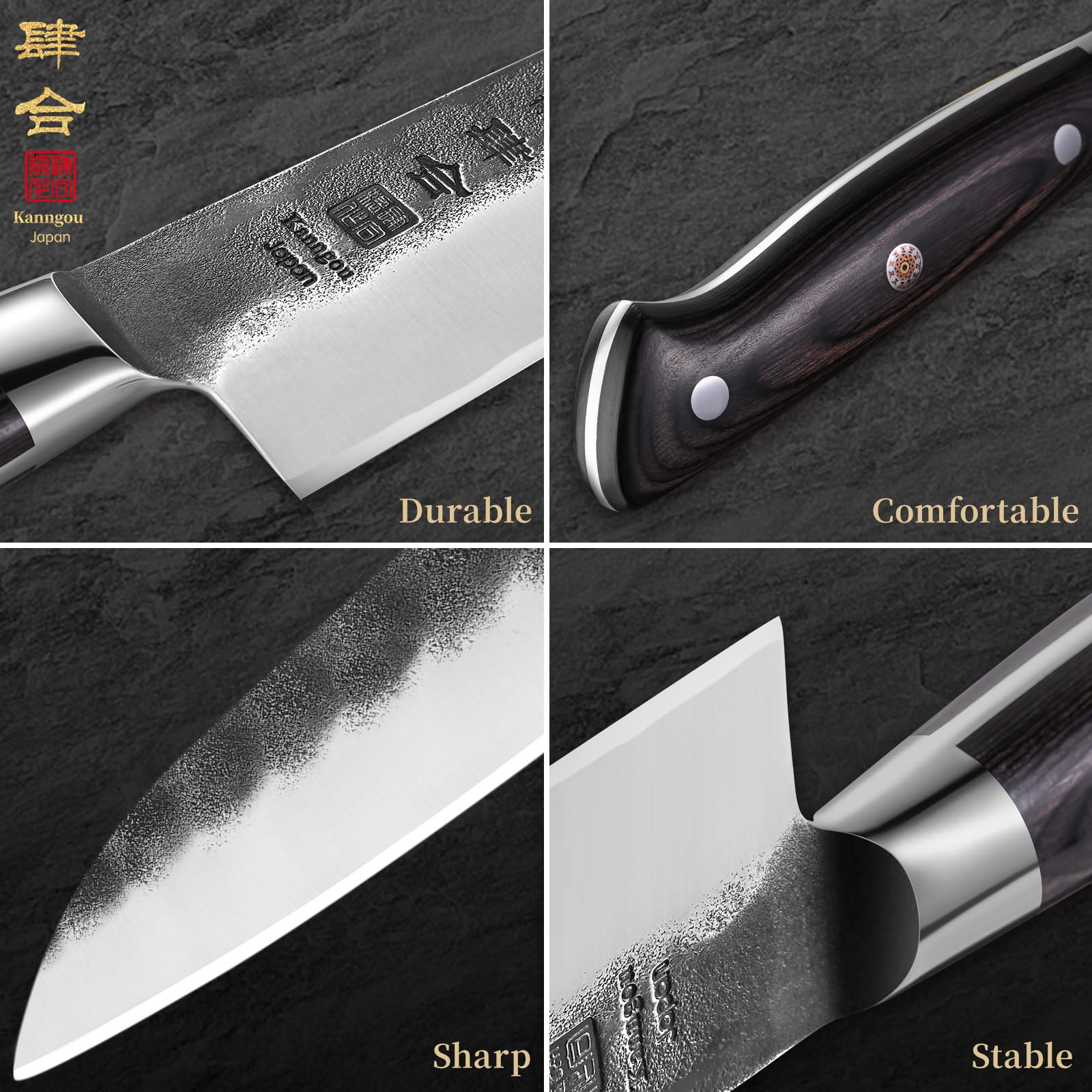 kanngou santoku acabado Tsuchime reduce fricción al cortar