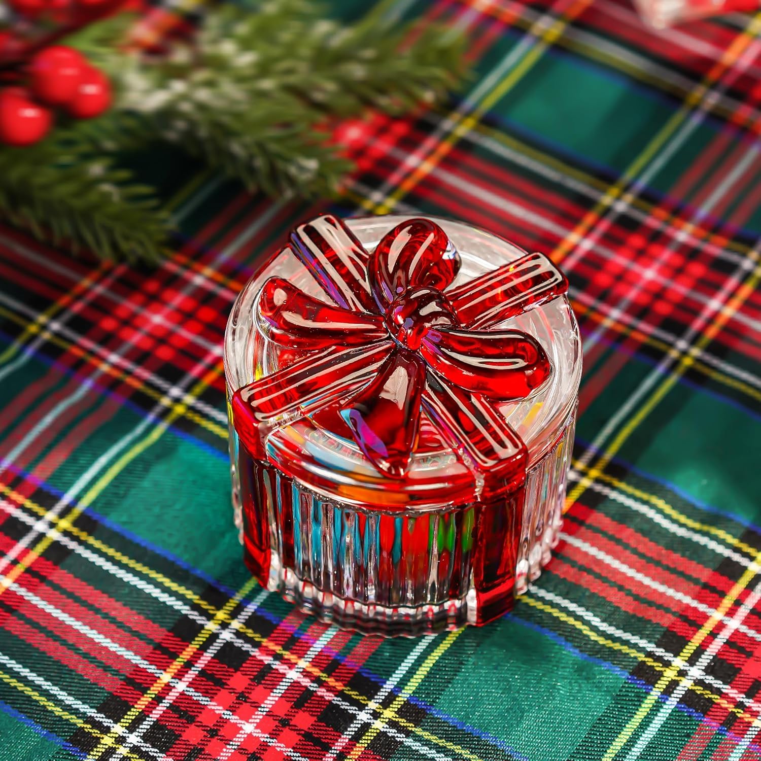 Frasco kanpura de dulces navidad cristal con tapa, perfecto para regalos