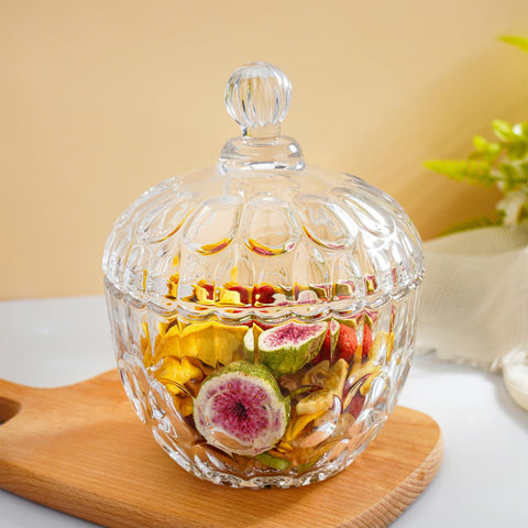 kanpura jarrón cristal snacks claros, ideal para buffet y mesa.