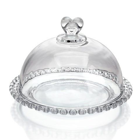Kanpura plato tarta cristal 7 pulgadas con cupula para exhibir pasteles con estilo.