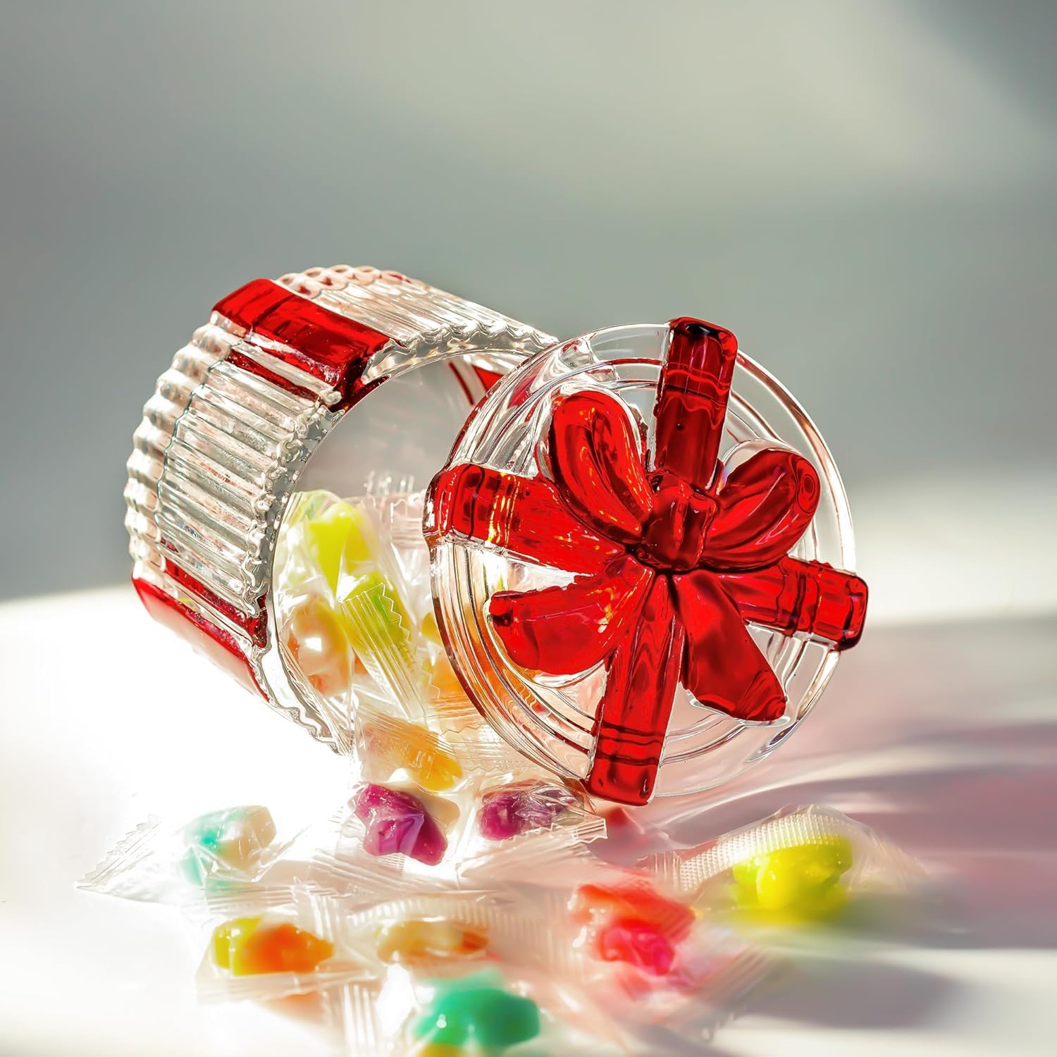 Recipiente kanpura cristal con tapa para almacenar golosinas y decoraciones