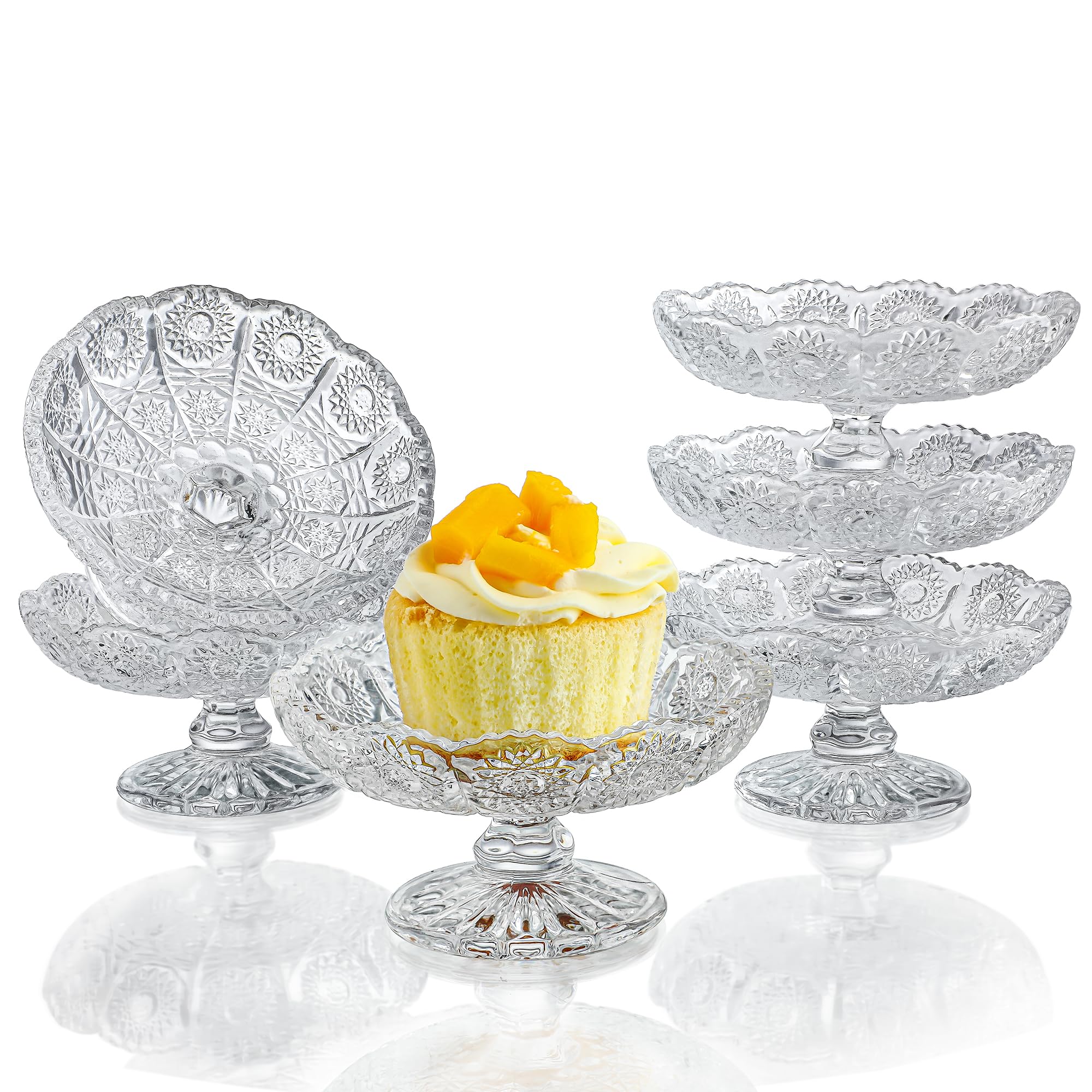 Kanpura juego de 6 platos de cristal para tartas, presentación elegante de postres.