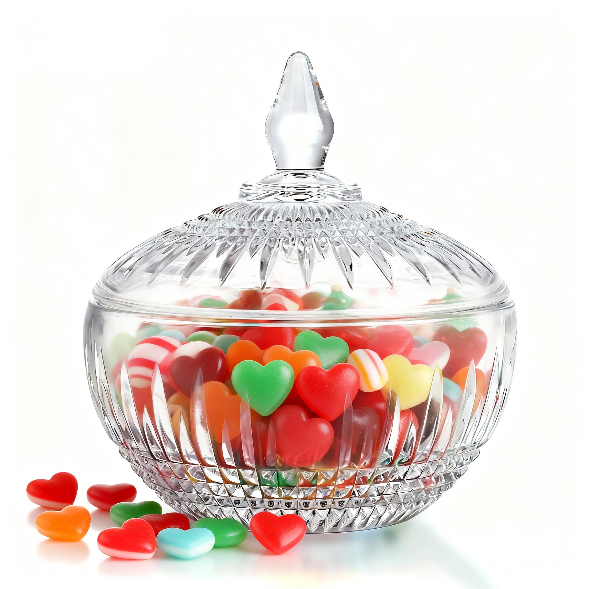 Kanpura tarro de dulces de cristal con tapa, ideal para exhibir golosinas con estilo.