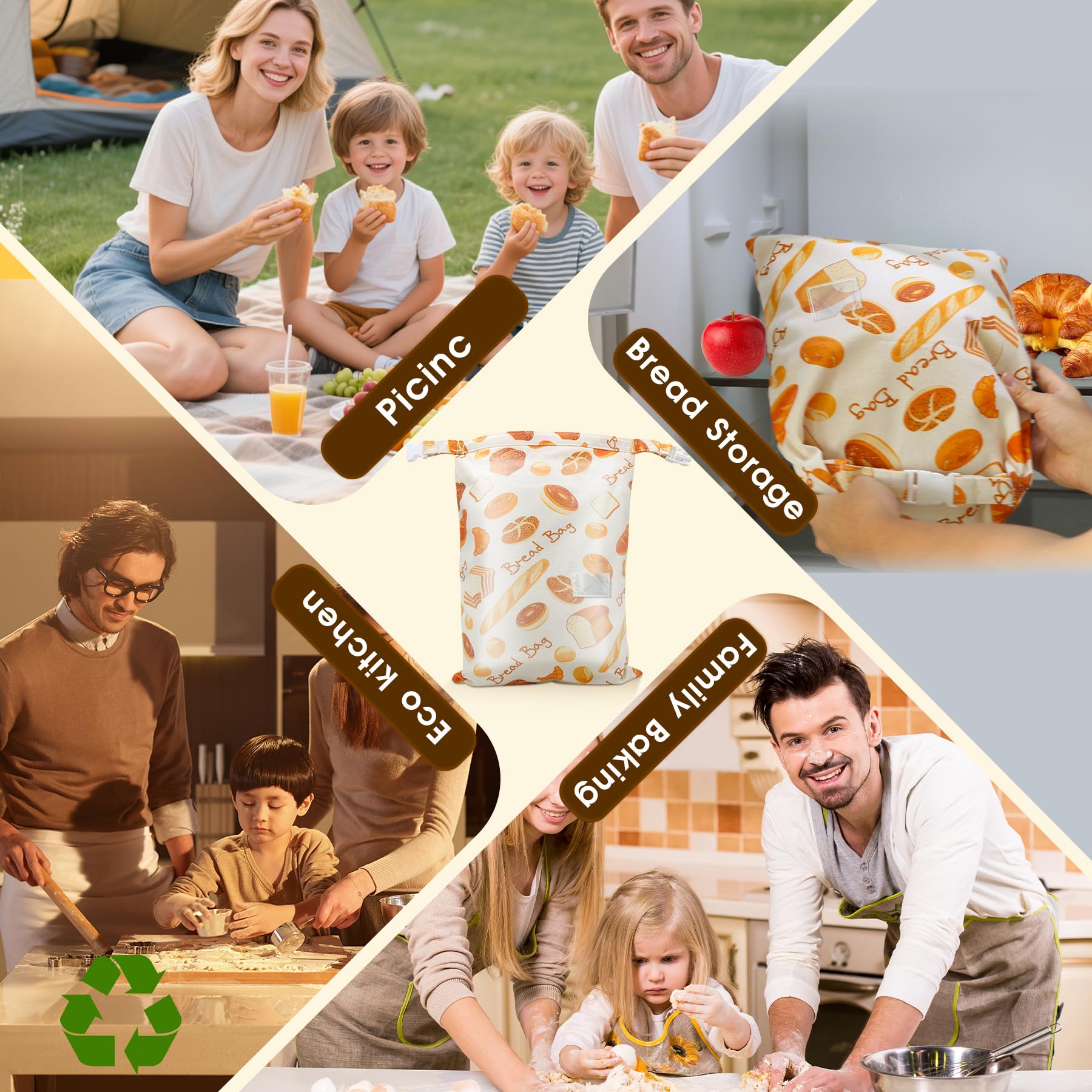 Pack de dos bolsas kanuoc, solución sostenible para pan y otros alimentos.