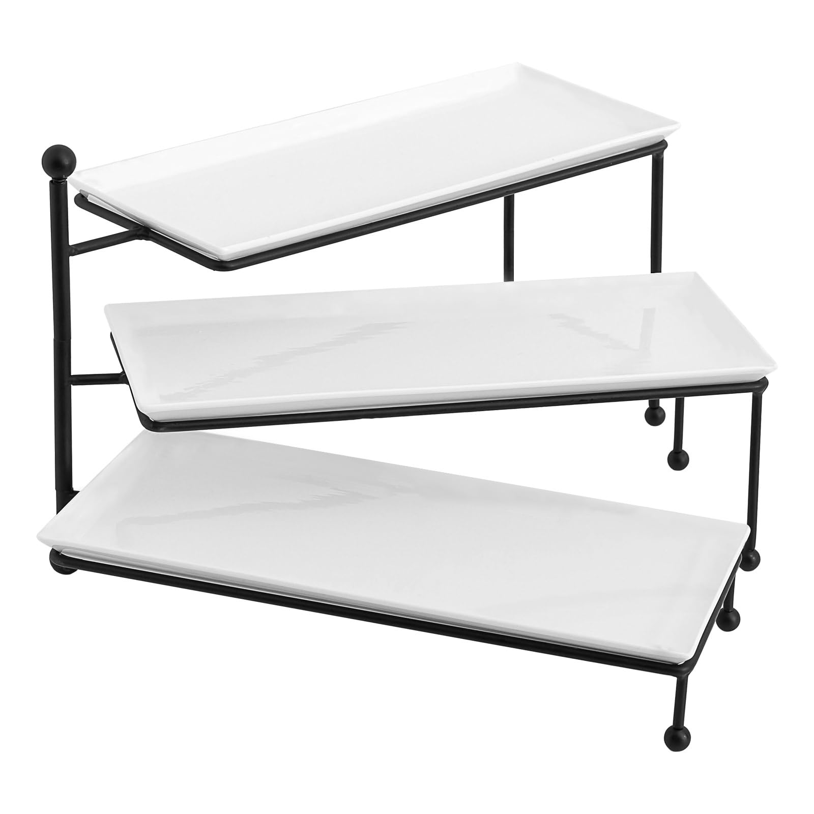 Kanwone bandejas porcelana blanca 3 niveles para servir postres con elegancia.