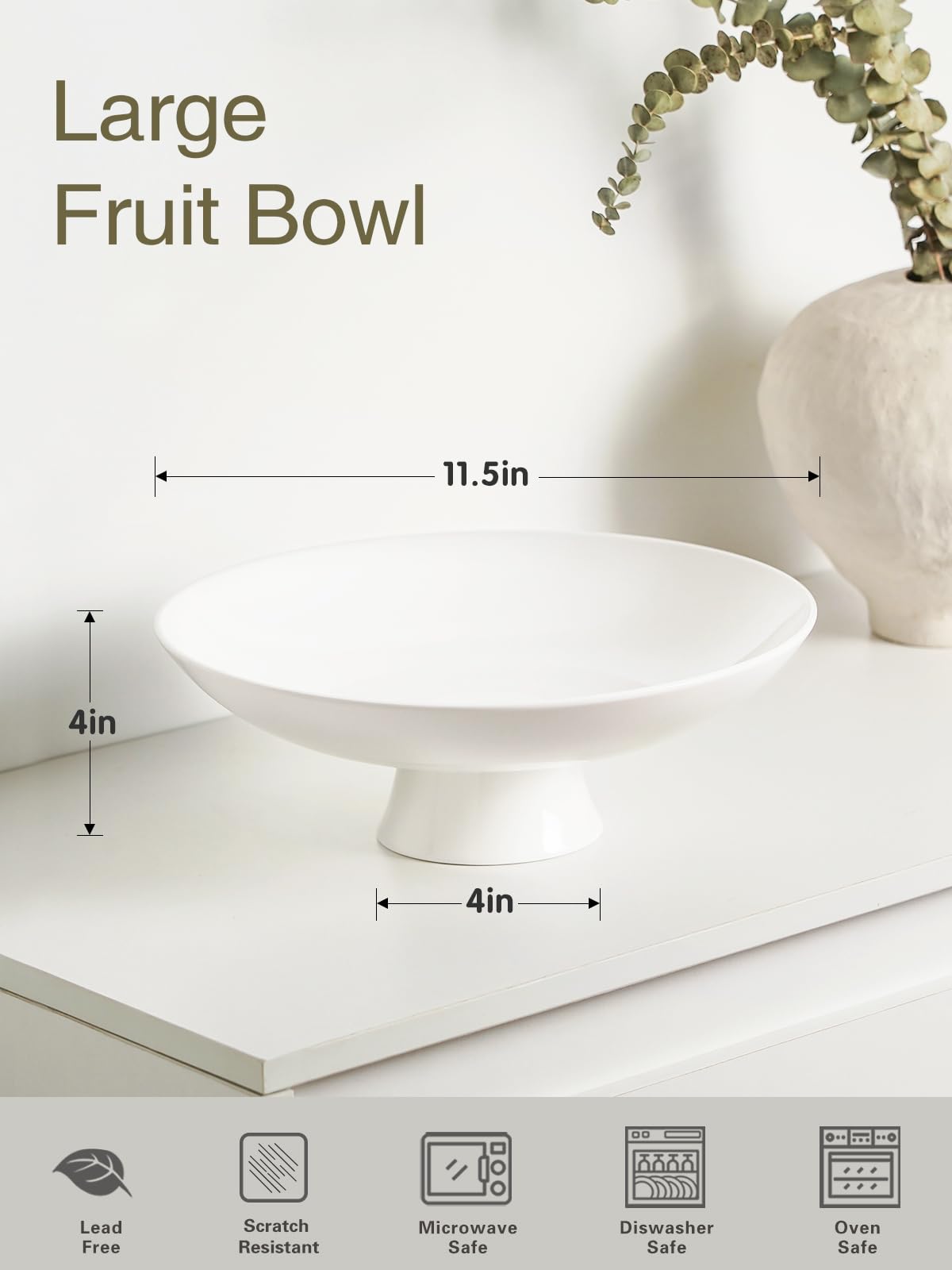 Kanwone cuenco cerámica blanco con pedestal, centro decorativo y práctico en la mesa