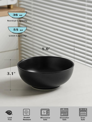 Kanwone cuenco cerámico mate negro, diseño elegante para la mesa.