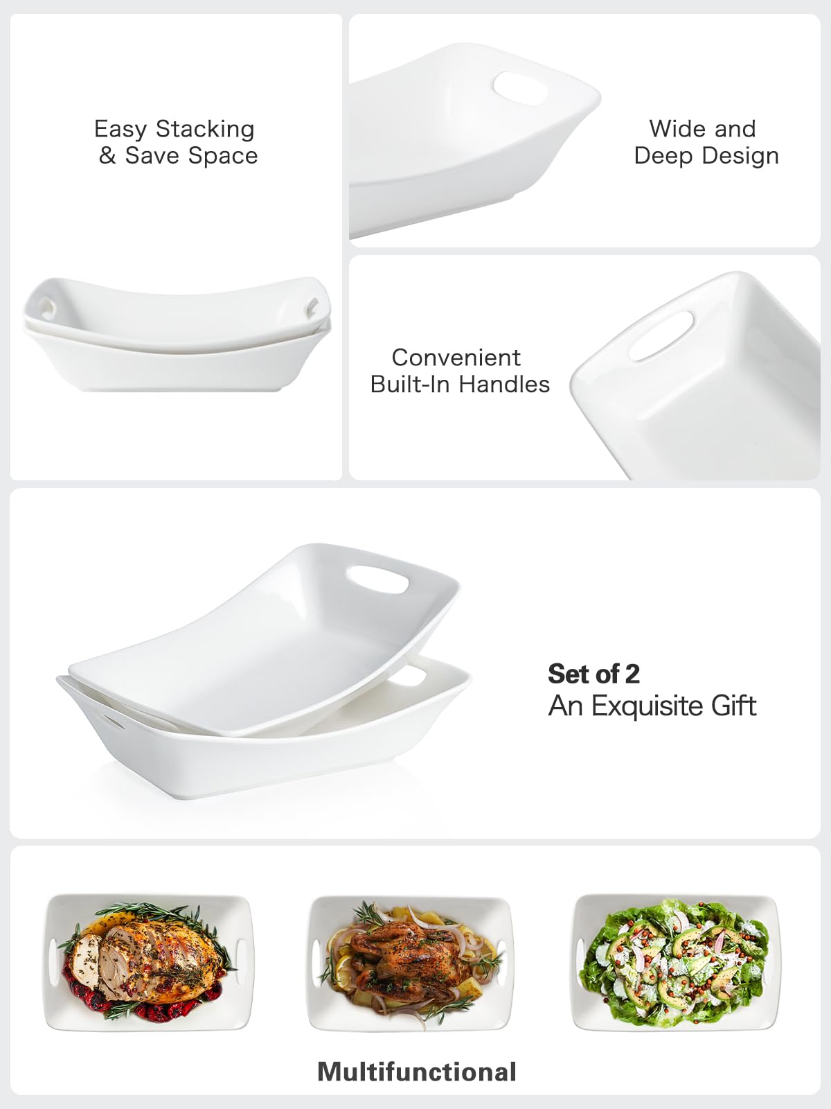 Kanwone plato rectangular para servir, perfecto para aperitivos en mesa.