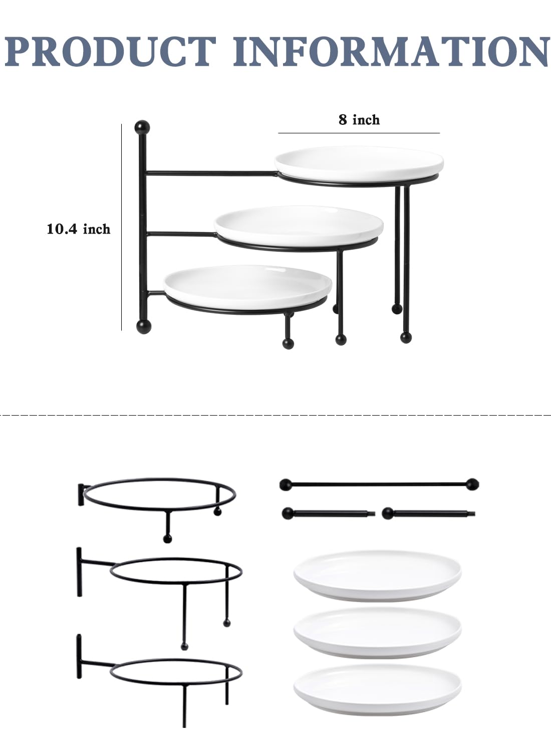 Kanwone platos de porcelana blanca de 8 pulgadas para porciones elegantes