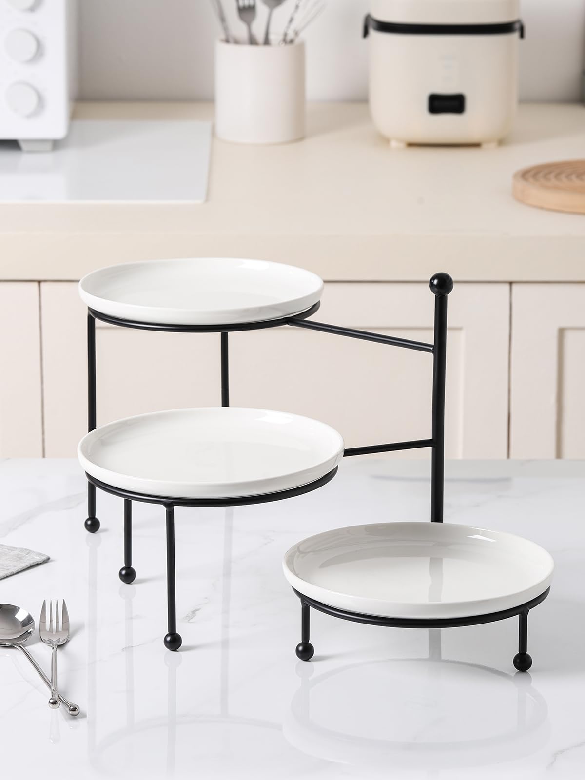 Kanwone set de tres bandejas blancas para fiestas y buffets