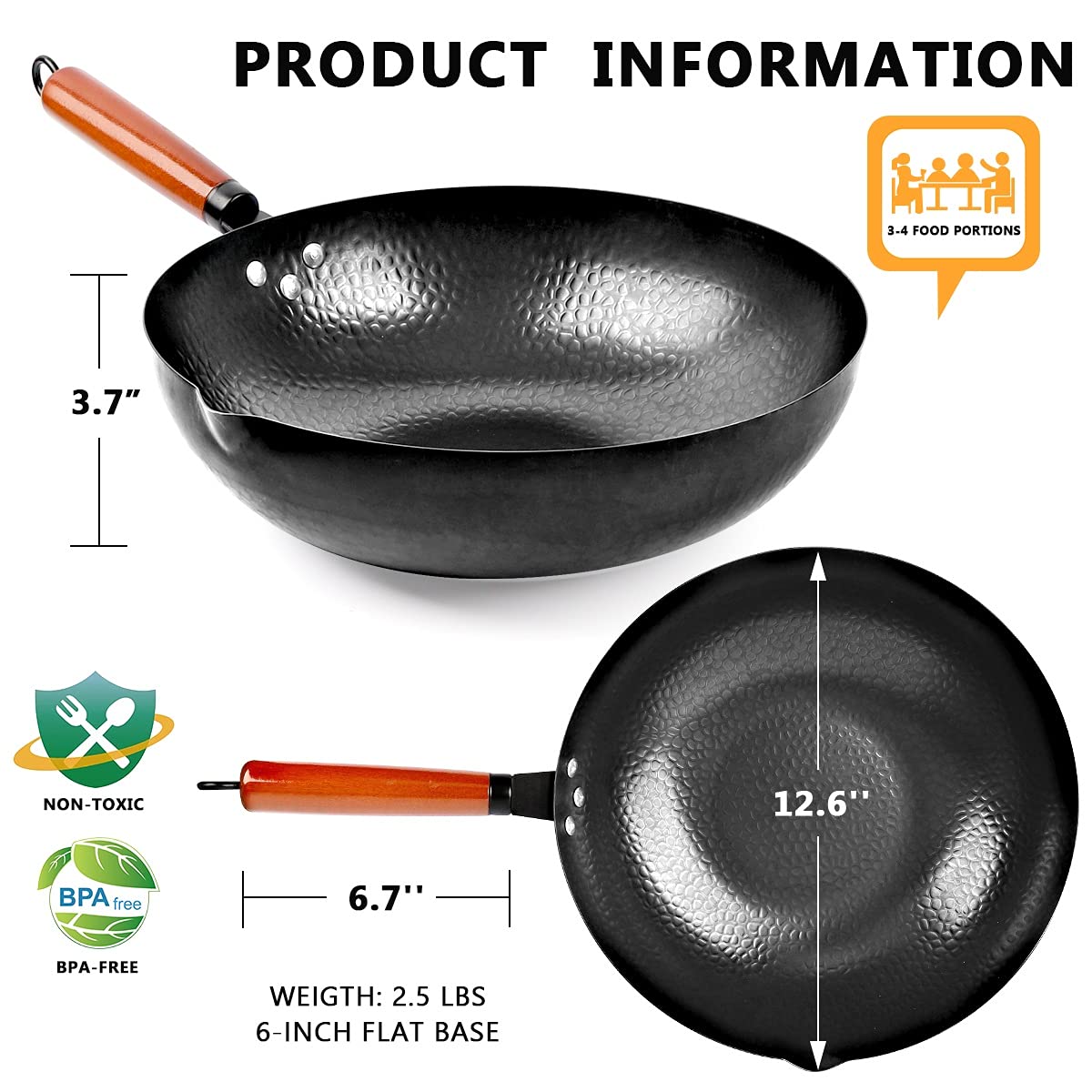 KAQINU wok para saltear vegetales con cocción rápida y uniforme.