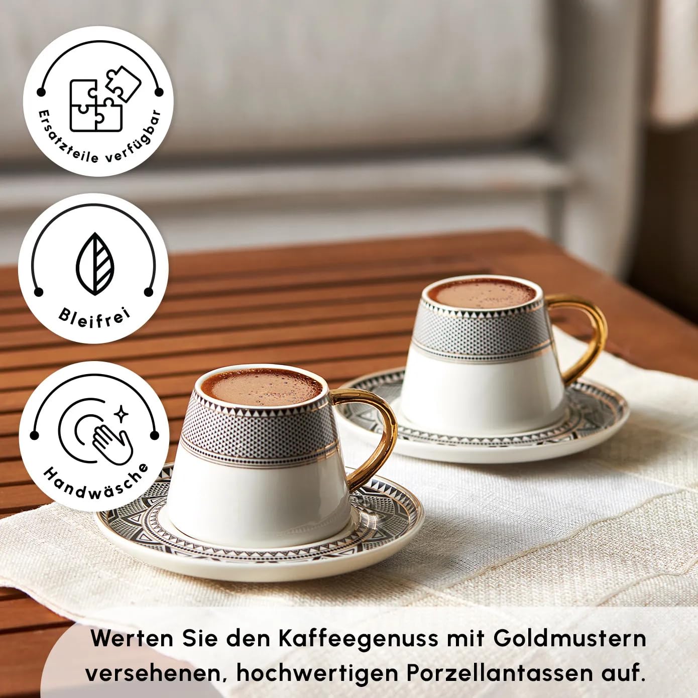 Diseño blanco con patrones negros KARACA Globe para mesa moderna.