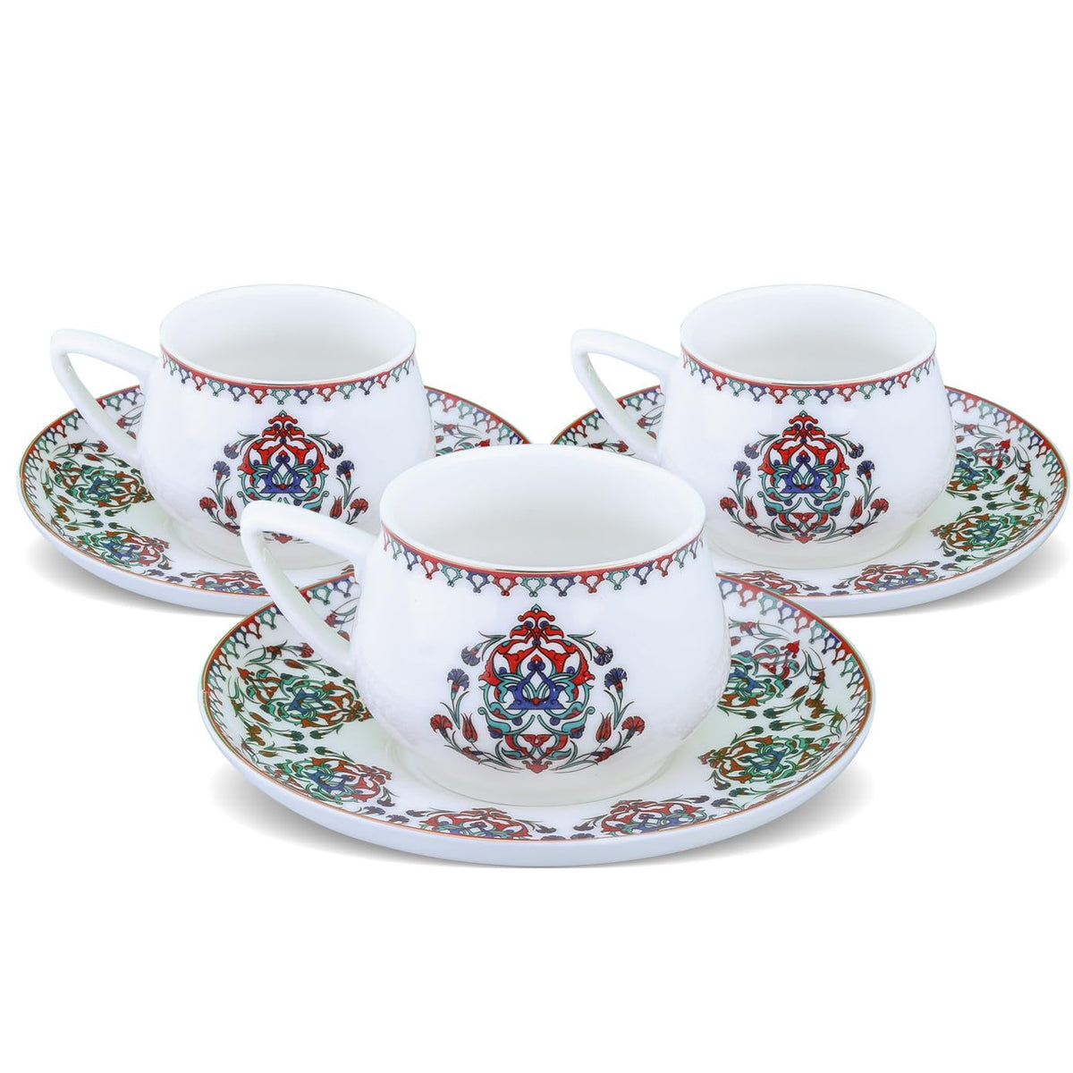 KARACA Nakkas tazas de café turco 3.3 oz en porcelana blanca para un sorbo elegante