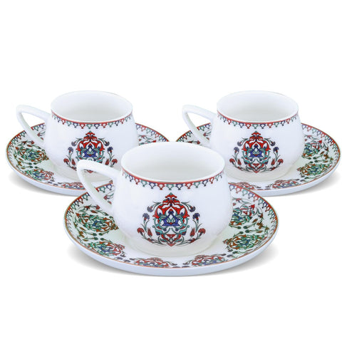 KARACA Nakkas tazas de café turco 3.3 oz en porcelana blanca para un sorbo elegante