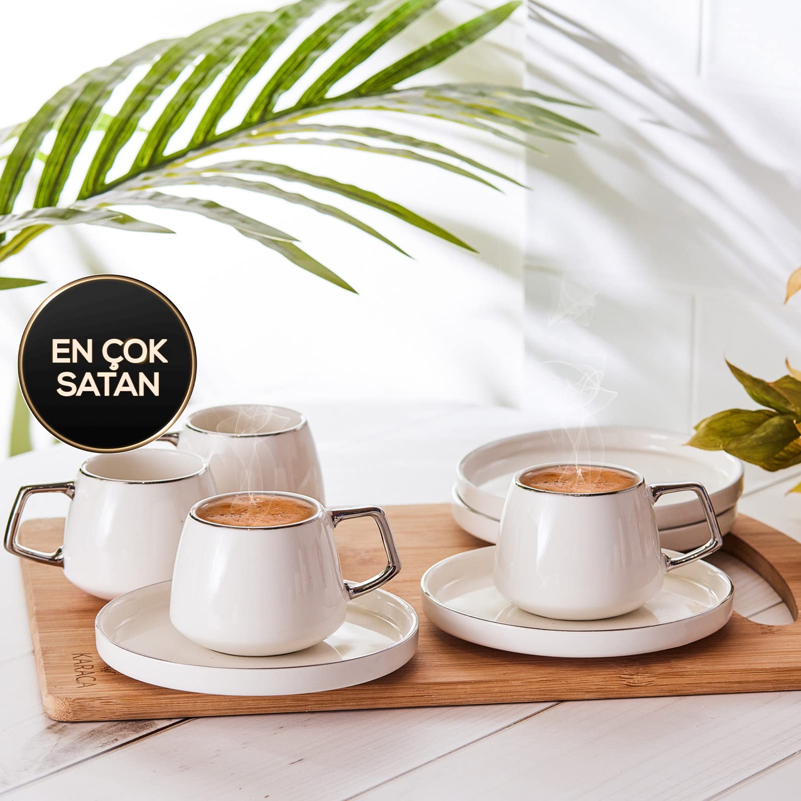 KARACA Saturn Platin: detalles plateados que elevan la elegancia de la mesa.