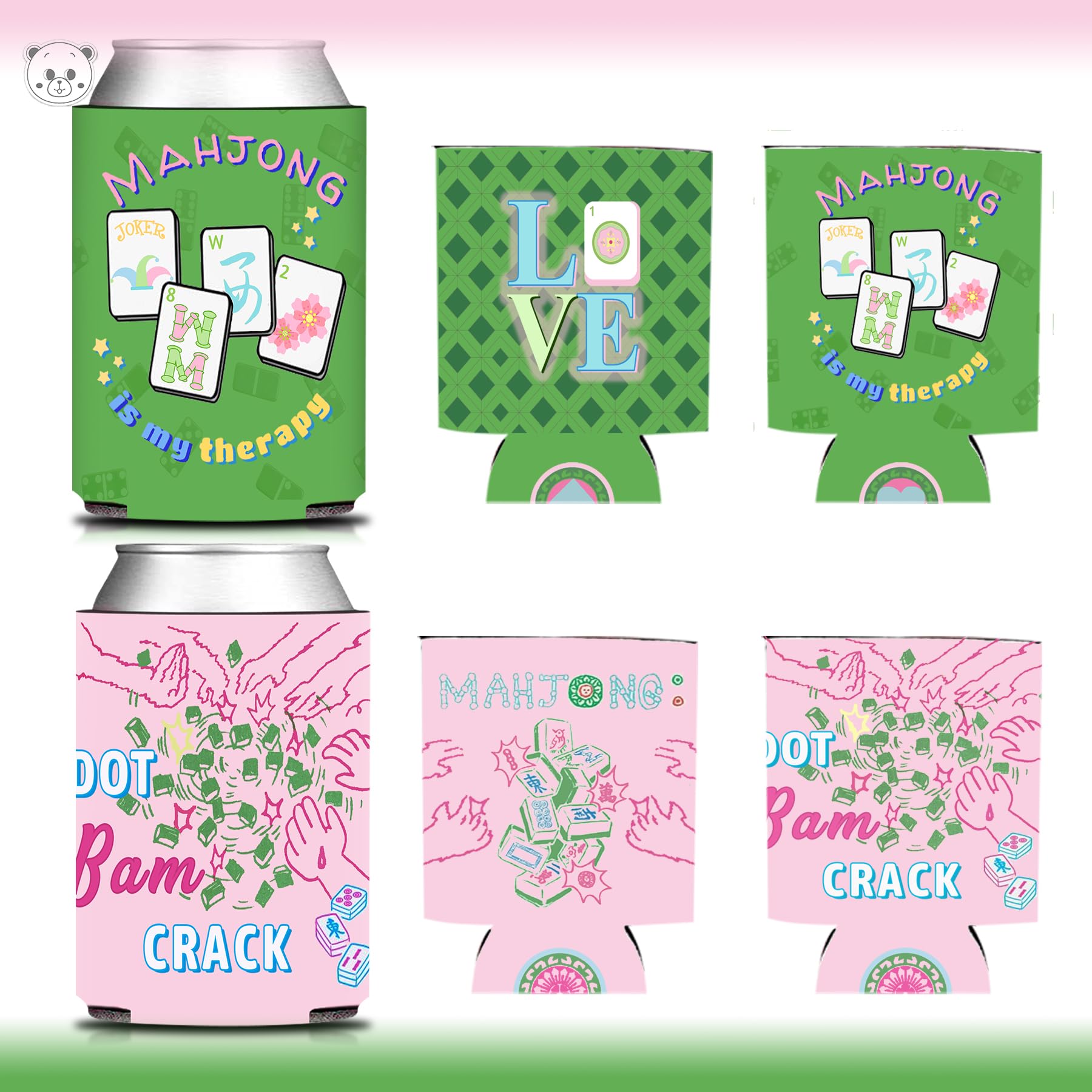 KARAQY funda-lata Mahjong, detalle de textura, opción reutilizable para fiestas.